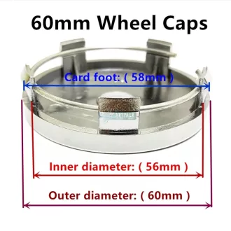 Autó felniközép kupak (4 db) 60 mm, krómozott
