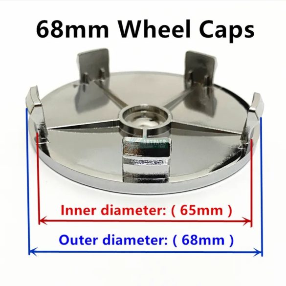 Autó felniközép kupak (4 db) 68 mm, krómozott