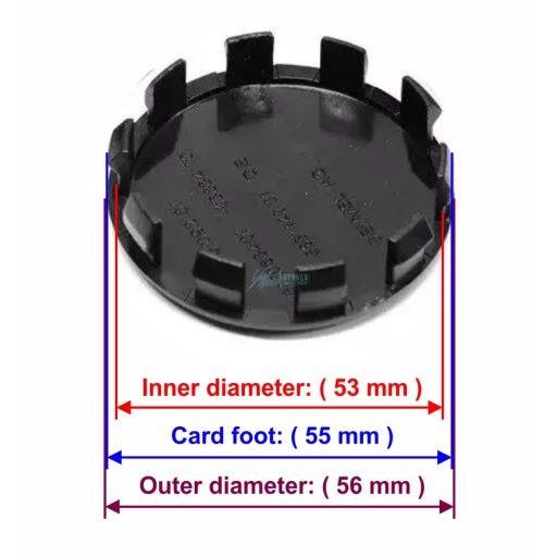 Autó felniközép kupak új típus (4 db) fekete 56 mm