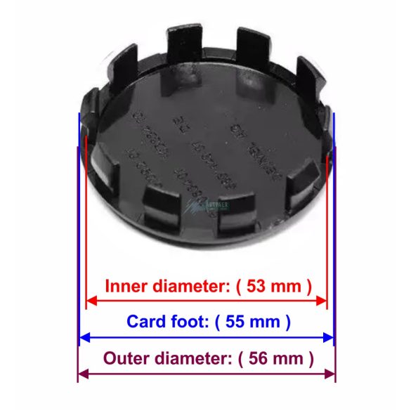 Autó felniközép kupak új típus (4 db) fekete 56 mm