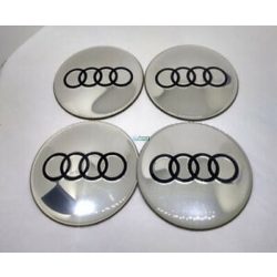   3D autó Audi ezüst felniközép 56 mm, kupak matrica (4 db) alumínium