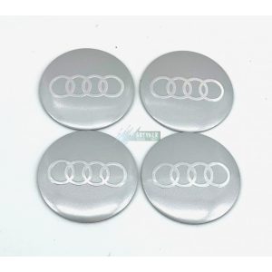 3D autó Audi ezüst felniközép 56 mm, kupak matrica (4 db) alumínium