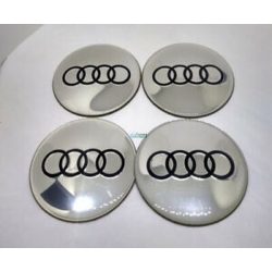   3D autó Audi ezüst felniközép 60 mm, kupak matrica (4 db) alumínium