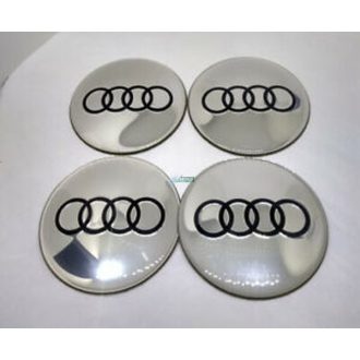   3D autó Audi ezüst felniközép 60 mm, kupak matrica (4 db) alumínium