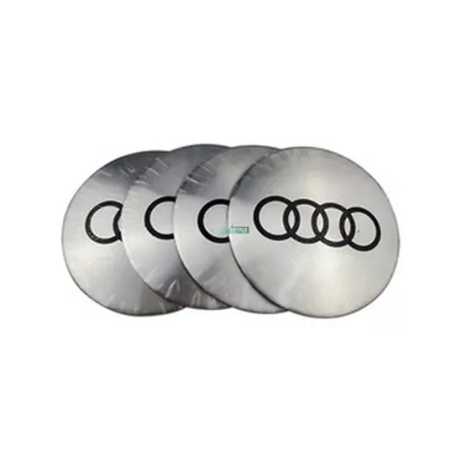 3D autó Audi ezüst felniközép 65 mm, kupak matrica (4 db) alumínium