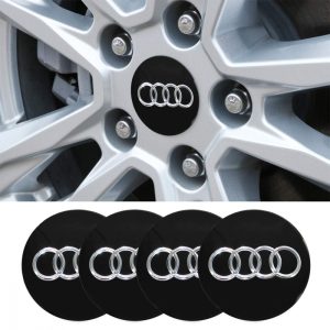 3D autó Audi fekete felniközép 56 mm, kupak matrica (4 db) alumínium