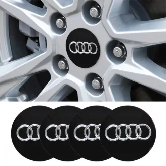   3D autó Audi fekete felniközép 56 mm, kupak matrica (4 db) alumínium