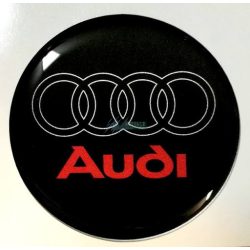   3D autó Audi fekete-piros felniközép 65 mm, kupak matrica (4 db) alumínium, keménygyantás