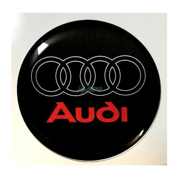 3D autó Audi fekete-piros felniközép 65 mm, kupak matrica (4 db) alumínium, keménygyantás