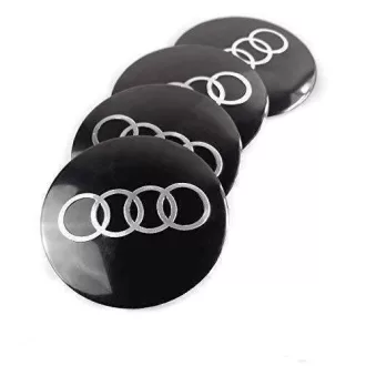   3D autó Audi fekete felniközép 56 mm, kupak matrica (4 db) alumínium