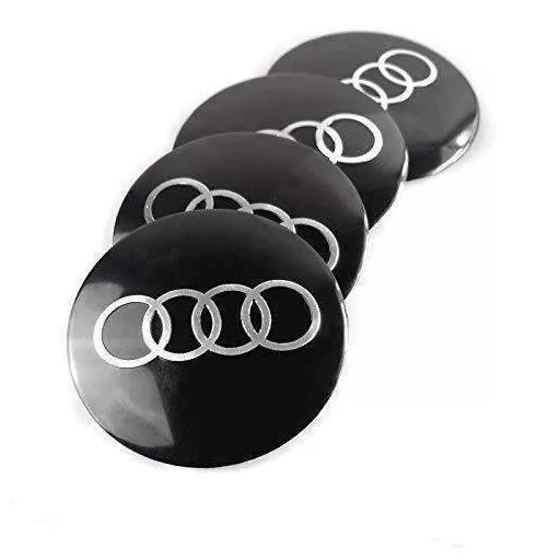 3D autó Audi fekete felniközép 56 mm, kupak matrica (4 db) alumínium