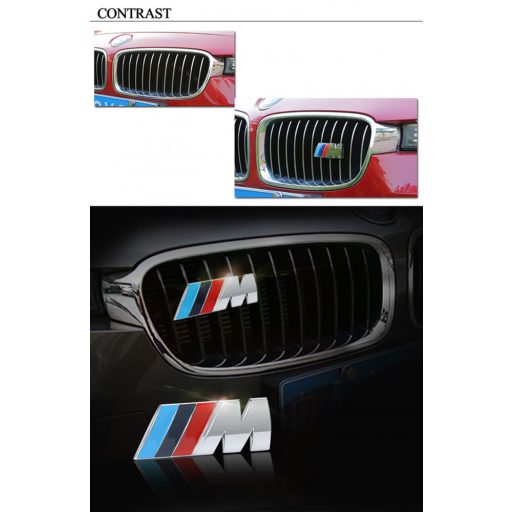 3D autó matrica BMW M Power fényes ezüst, hűtőrácsra