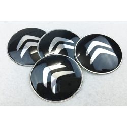   3D autó Citroen fekete felniközép kupak matrica (4 db) 65 mm alumínium, kemény gyantás