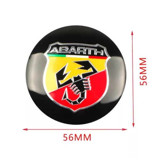 3D autó Fiat Abarth színes felniközép kupak matrica (4 db) 56 mm, alumínium