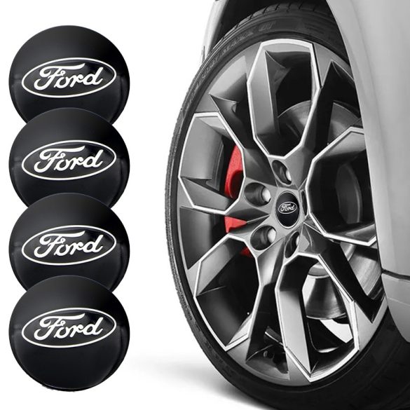 3D autó Ford fekete felniközép kupak matrica (4 db) 56 mm, alumínium