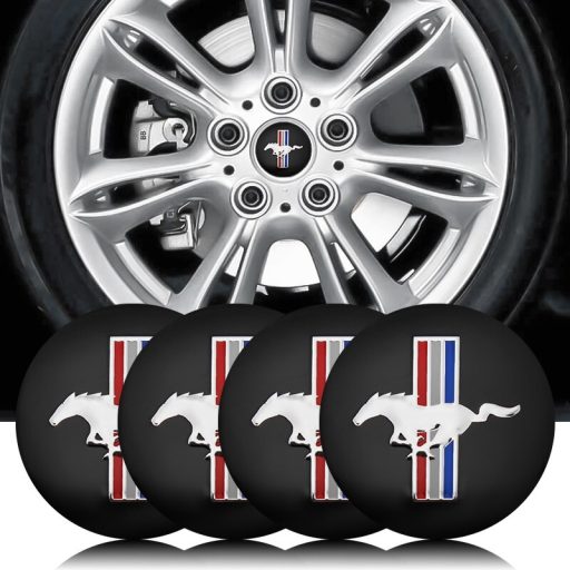 3D autó Ford Mustang felniközép kupak matrica (4 db) 65 mm, alumínium, keménygyantás