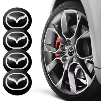   3D autó Mazda fekete felniközép kupak matrica (4 db) 56 mm, alumínium