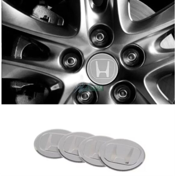 3D autó Honda ezüst felniközép kupak matrica (4 db) 56 mm, alumínium