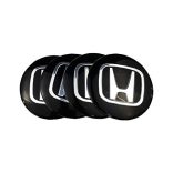 3D autó Honda fekete ezüst széllel felniközép kupak matrica (4 db) 65 mm, alumínium