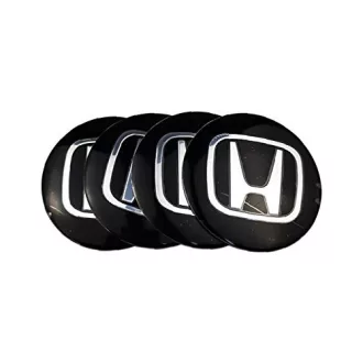   3D autó Honda fekete ezüst széllel felniközép kupak matrica (4 db) 65 mm, alumínium