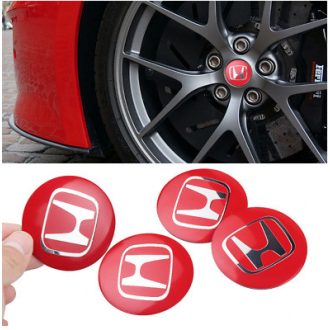   3D autó Honda piros felniközép kupak matrica (4 db) 65 mm, alumínium