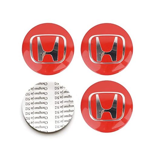 3D autó Honda piros felniközép kupak matrica (4 db) 65 mm, alumínium