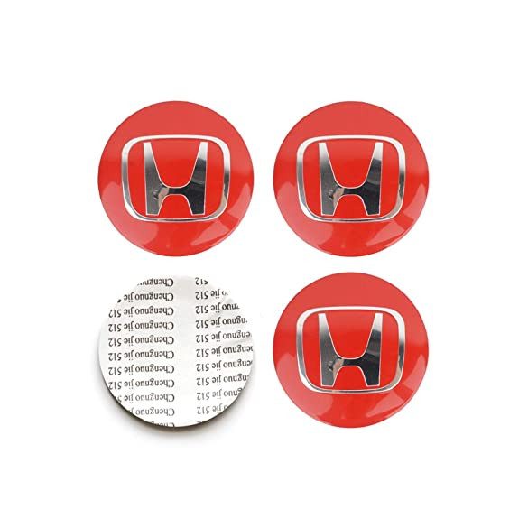 3D autó Honda piros felniközép kupak matrica (4 db) 65 mm, alumínium