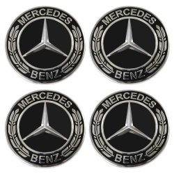   3D autó Mercedes New fekete-ezüst felniközép kupak matrica (4 db) 65 mm, alumínium