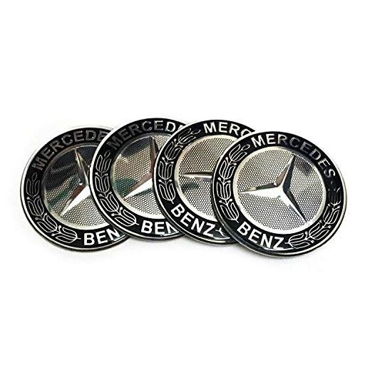 3D autó Mercedes ezüst-fekete felniközép kupak matrica (4 db) 56 mm, alumínium