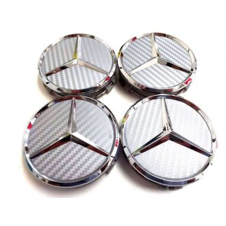   3D autó Mercedes felniközép 75 mm, kupak (4 db) ABS, alumínium carbon mintás, 4 db-os szett