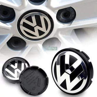   3D autó Wolksvagen fekete, felniközép 56 mm, kupak ABS, alumínium, 4 db-os szett