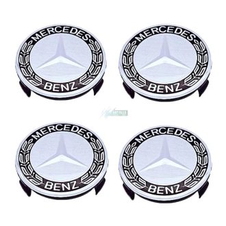   3D autó Mercedes fekete felniközép 75 mm, kupak ABS, alumínium fekete, 4 db-os szett