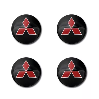   3D autó Mitsubishi fekete felniközép kupak matrica (4 db) 56 mm alumínium