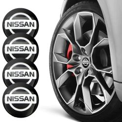   3D autó Nissan fekete felniközép kupak matrica (4 db) 56 mm alumínium