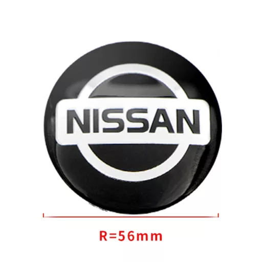 3D autó Nissan fekete felniközép kupak matrica (4 db) 56 mm alumínium