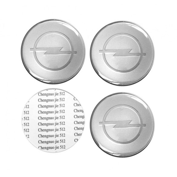 3D autó Opel ezüst felniközép kupak matrica (4 db) 65 mm alumínium