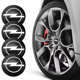   3D autó Opel fekete felniközép kupak matrica (4 db) 65 mm alumínium