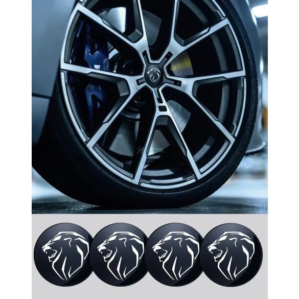 3D autó Peugeot  fekete felniközép kupak matrica (4 db) 56 mm, alumínium