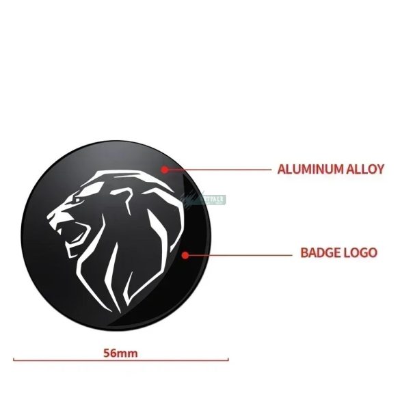 3D autó Peugeot  fekete felniközép kupak matrica (4 db) 56 mm, alumínium