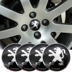   3D autó Peugeot felniközép kupak matrica szett (4 db) 65 mm, alumínium