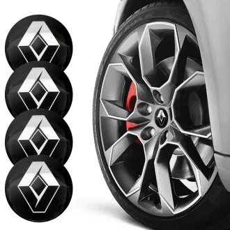   3D autó Renault fekete felniközép kupak matrica (4 db) 68 mm, alumínium