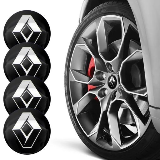 3D autó Renault fekete felniközép kupak matrica (4 db) 68 mm, alumínium