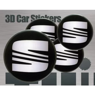   3D autó Seat fekete-ezüst felniközép kupak matrica (4 db) 56 mm alumínium