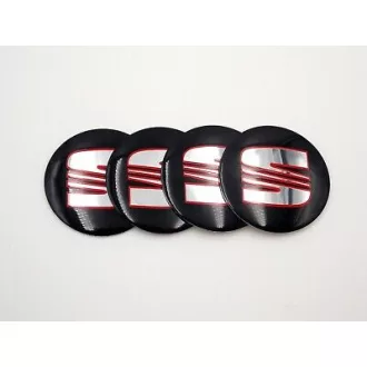   3D autó Seat 56 mm fekete felniközép kupak matrica (4 db) alumínium
