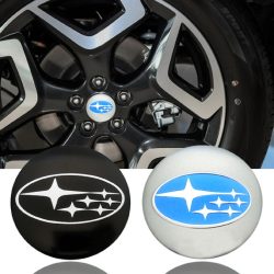   3D autó Subaru ezüst-világoskék felniközép kupak matrica (4 db) 56 mm, alumínium