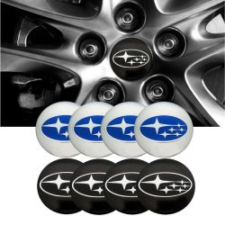   3D autó Subaru fekete felniközép kupak matrica (4 db) 56 mm, alumínium
