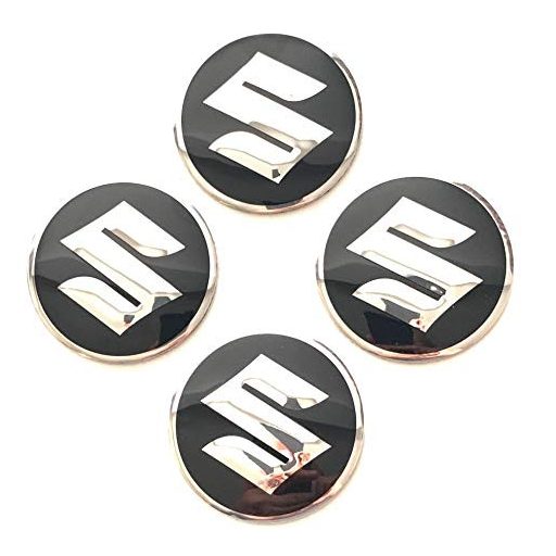 3D autó Suzuki fekete ezüst szegéllyel felniközép kupak matrica (4 db) 56 mm, alumínium