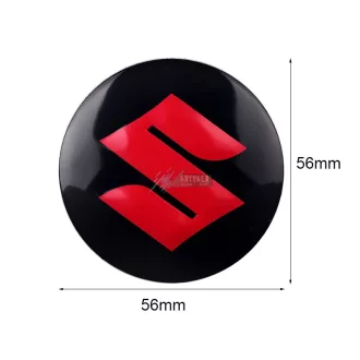   3D autó Suzuki fekete piros felniközép kupak matrica (4 db) 56 mm, alumínium