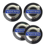3D autó Volvo fekete-ezüst-királykék felniközép kupak matrica (4 db) 56 mm alumínium