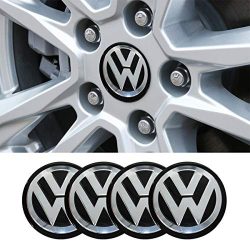   3D autó Volkswagen fekete-ezüst felniközép kupak matrica (4 db) 56 mm alumínium
